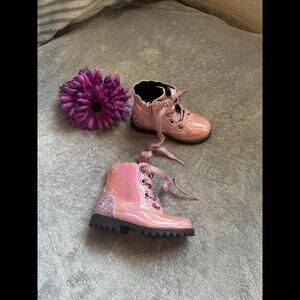 Maggie & Zoe Shiny Pink Reflective Lace-Up Girls' Boots